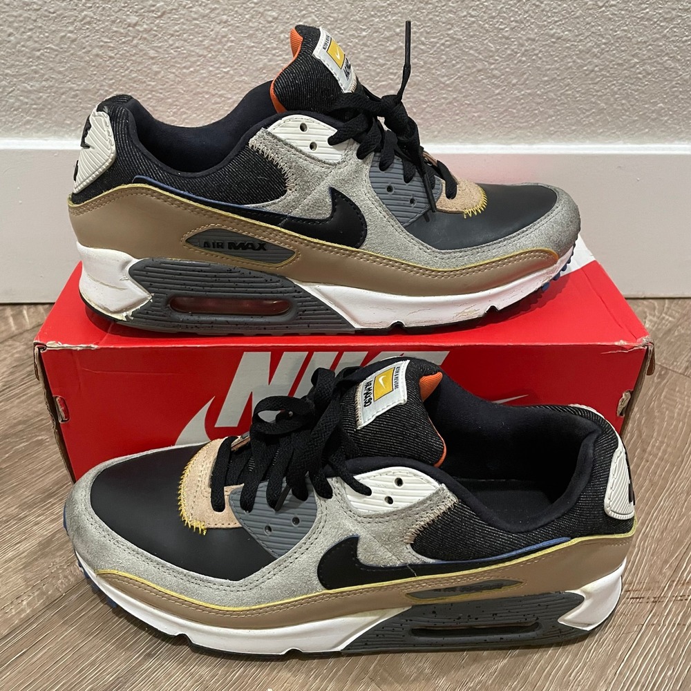 Nike Mens Air Max 90 SE Size 11 Grey Black Hemp Suede Alter & Reveal DO6108-001